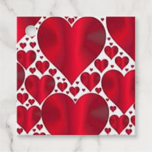 RED HEARTS FOR VALENTINE'S DAY FAVOUR TAGS