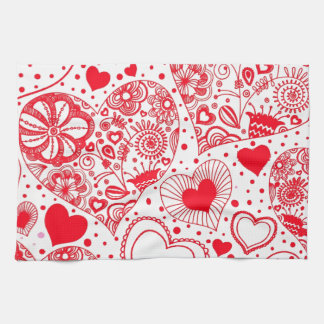 Red Hearts for Valentine's Day Tea Towel