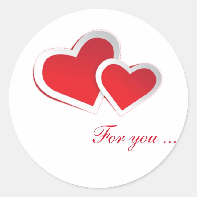Red Hearts For you ... Personalise Classic Round Sticker (Front)