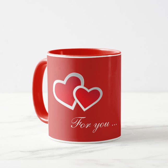 Red Hearts For you ... Personalise Mug (Front Left)