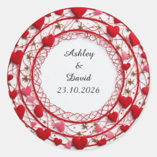 Red Hearts Frame Classic Round Sticker