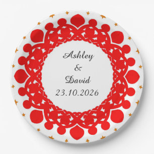Red Hearts Frame Paper Plate