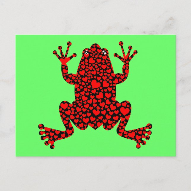 red hearts frog postcard (Front)