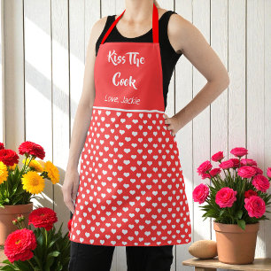 Red Hearts Funny Valentine Cooking Apron