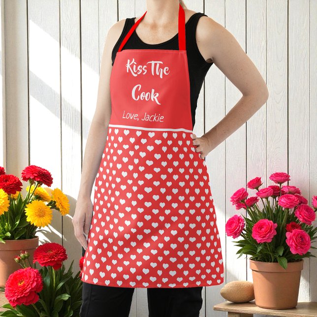 Red Hearts Funny Valentine Cooking Apron (Creator Uploaded)