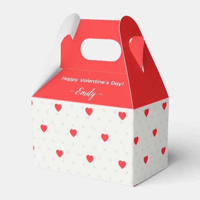 Red Hearts Gable Box - Valentine's Day Favour Box (Front Side)