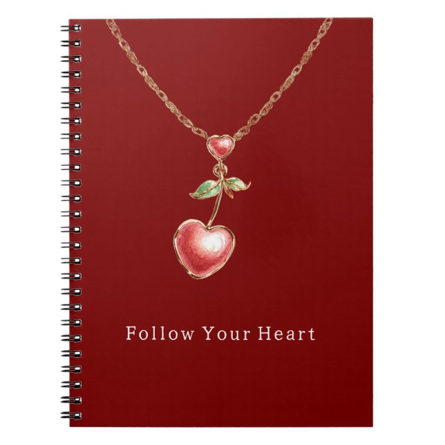 Red Hearts Gold Necklace Notebook (Front)