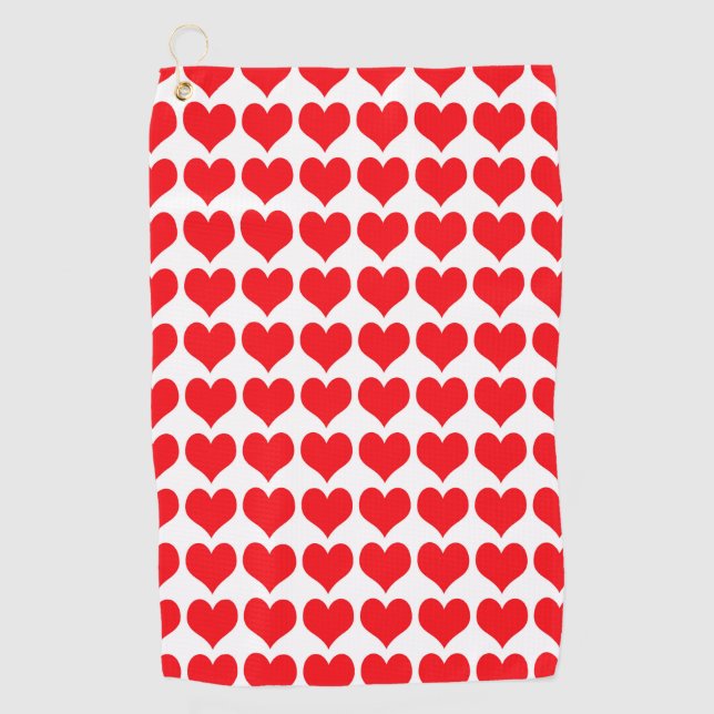 Red Hearts Golf Towel (Front)