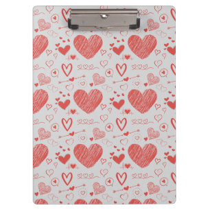 red hearts - grey background clipboard