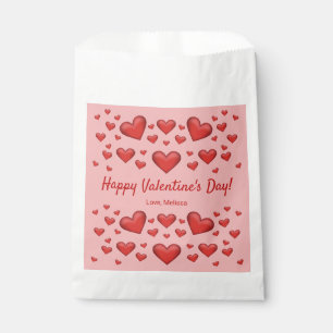 Red Hearts Happy Valentine's Day & Custom Text Favour Bag
