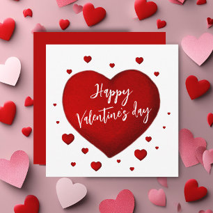 Red Hearts Happy Valentine's Day Holiday Card