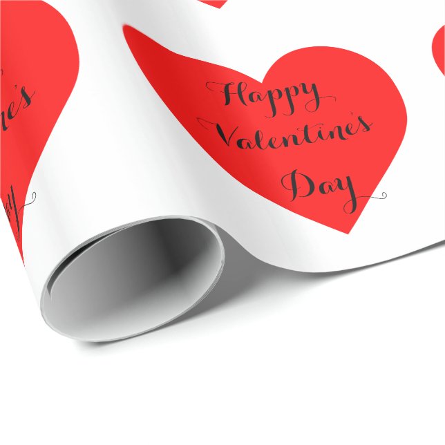 Red Hearts - happy Valentine's Day Wrapping Paper (Roll Corner)