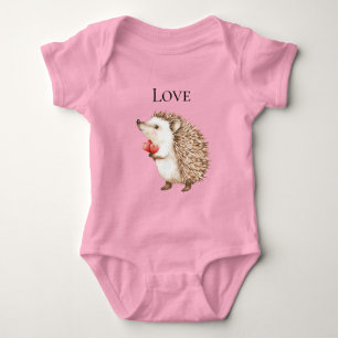 Red Hearts Hedgehog Baby Bodysuit