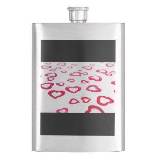 Red hearts hip flask