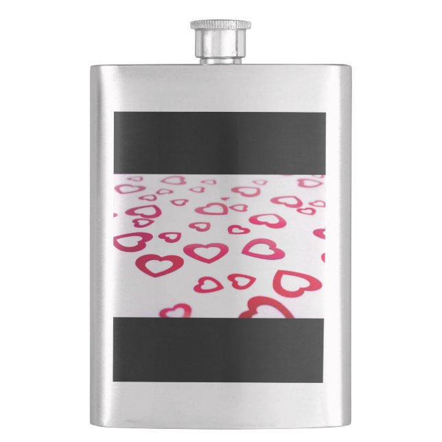 Red hearts hip flask (Front)