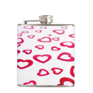 Red hearts hip flask
