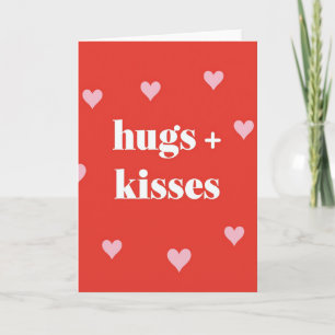 Red Hearts Hugs Kisses Card