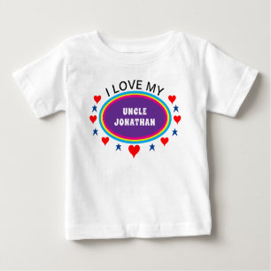 Red Hearts I Love My Uncle or Anyone Baby T-Shirt