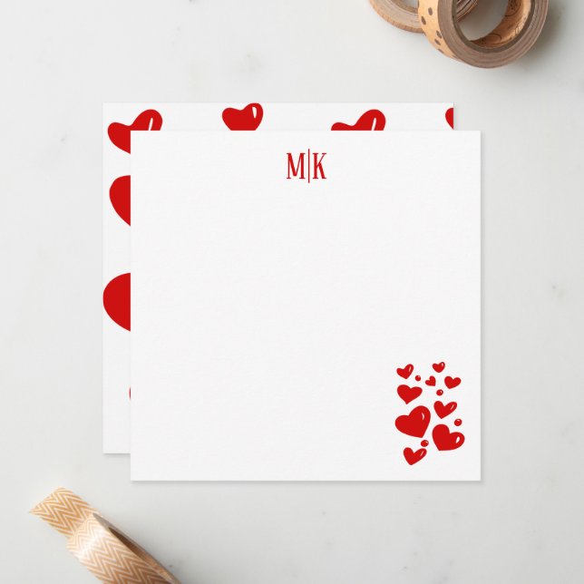 Red Hearts Initials Card (Front/Back In Situ)