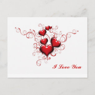 Red Hearts Intertwined, I Love You Postcard