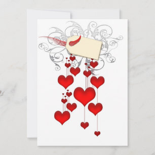 Red hearts invitations