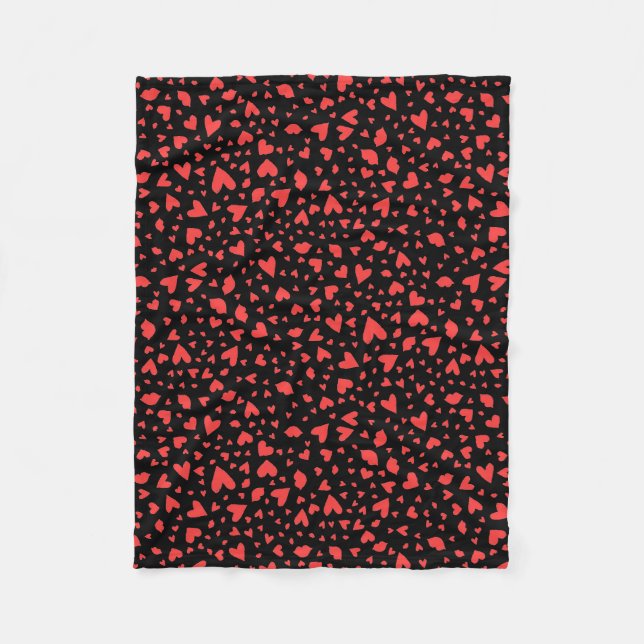 Red Hearts & Kisses Fleece Blanket (Front)