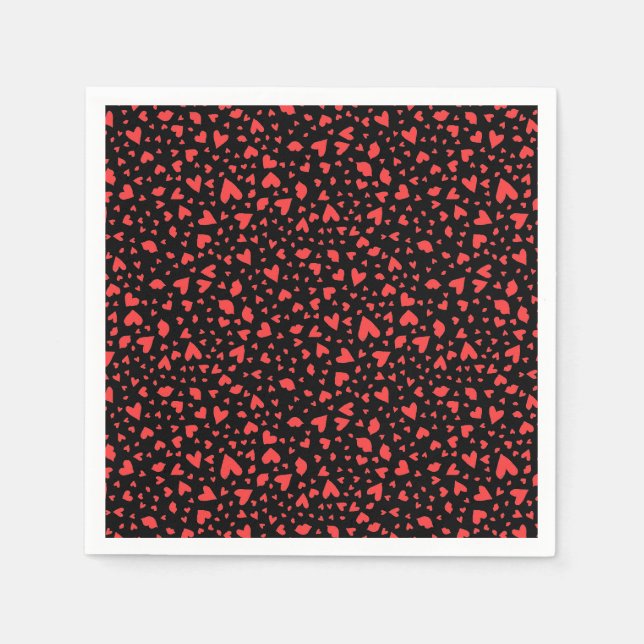 Red Hearts & Kisses Napkin (Front)
