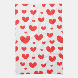 Red hearts Kitchen Towels