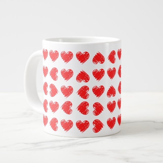 Red hearts large coffee mug (Front Left)