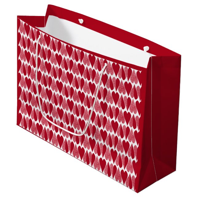 Red hearts large gift bag (Front Angled)