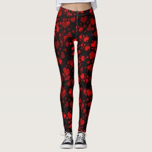 red hearts Leggings modern trendy pattern elegant