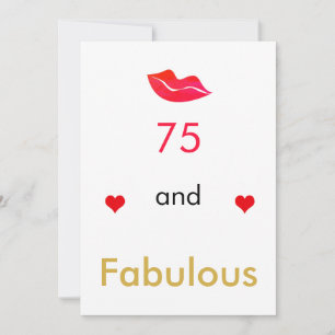 Red hearts lips 75 and FABULOUS  Holiday Card