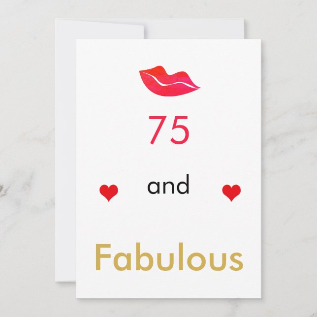 Red hearts lips 75 and FABULOUS  Holiday Card (Front)