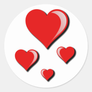Red Hearts Love and Valentine's Day Classic Round Sticker