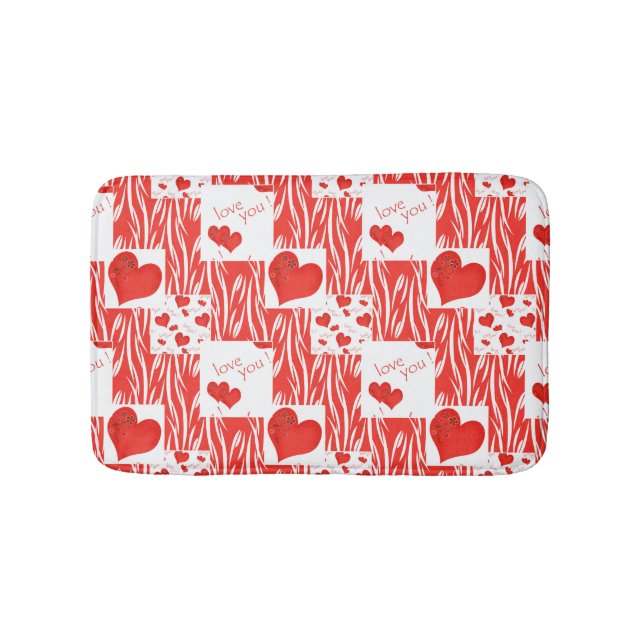 Red hearts, love. bath mat (Front)