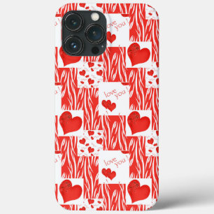 Red hearts, love. iPhone 13 pro max case