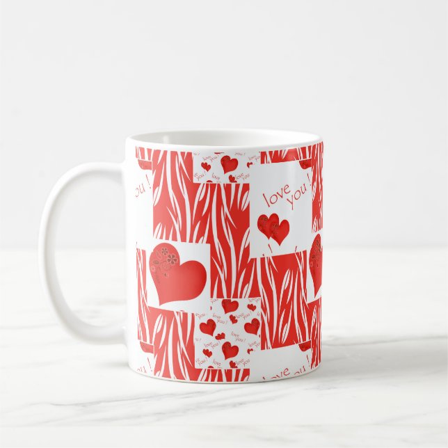 Red hearts, love. coffee mug (Left)