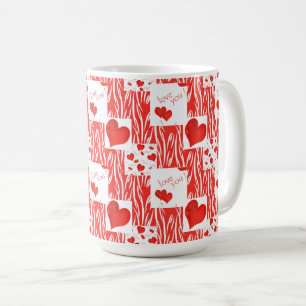 Red hearts, love, coffee mug