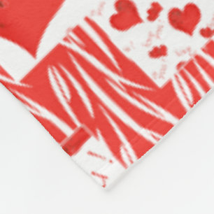 Red hearts, love. fleece blanket