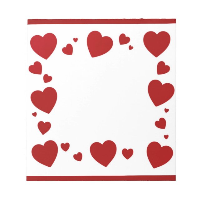 Red hearts love large notepad (Front)