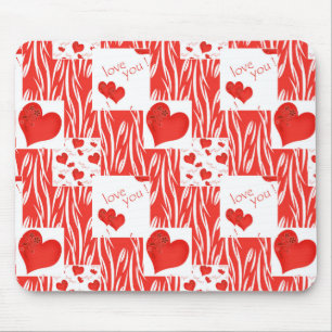 Red hearts, love. mouse pad
