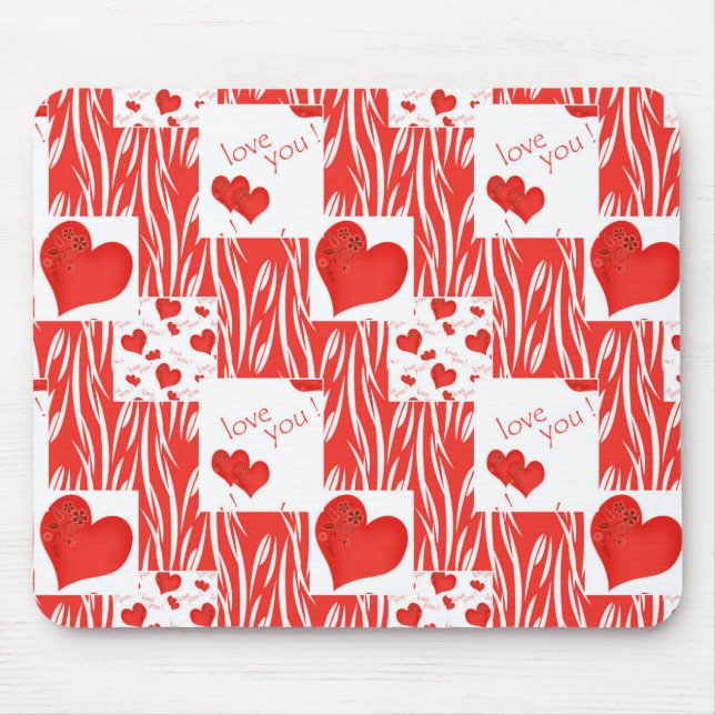 Red hearts, love. mouse pad (Front)