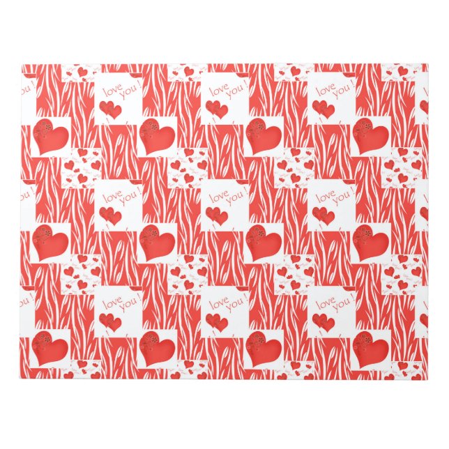 Red hearts, love, notepad (Front)
