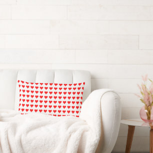 Red Hearts Love Pattern Lumbar Cushion