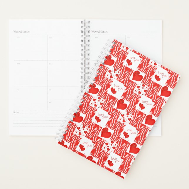 Red hearts, love. planner (Display)