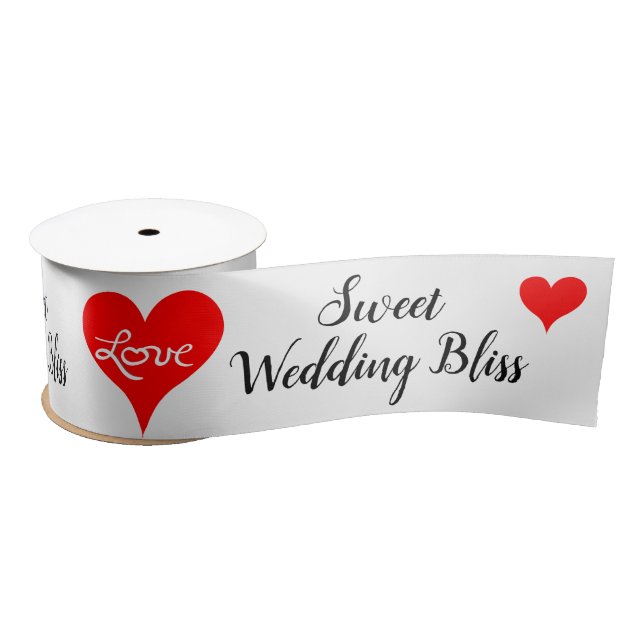 Red Hearts Love Sweet Wedding Bliss 3 INCH Satin Ribbon (Spool)