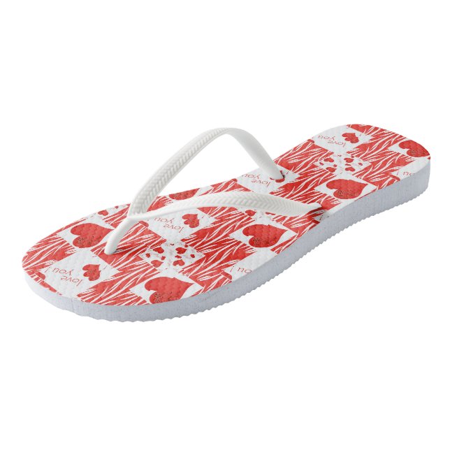 Red hearts, love. thongs (Angled)