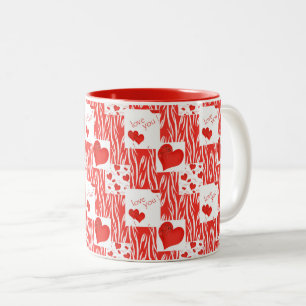 Red hearts, love. Two-Tone coffee mug