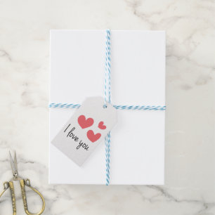 Red Hearts Love You  Wedding, Party, Bridal Shower Gift Tags