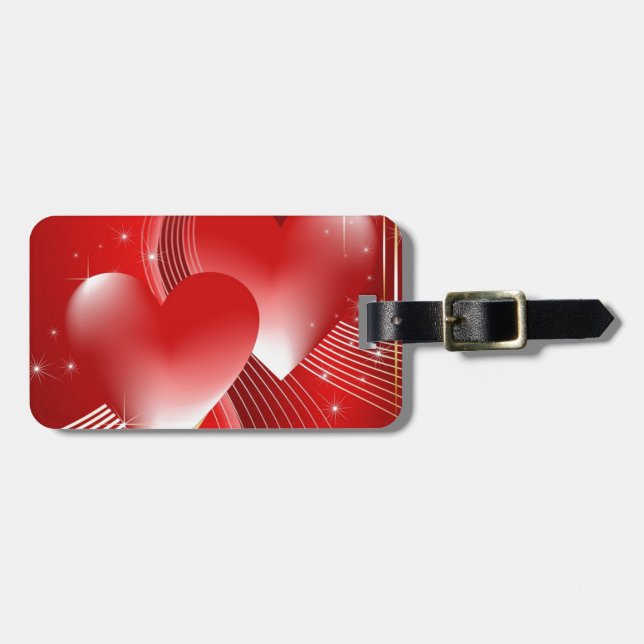 Red Hearts Luggage Tag (Front Horizontal)